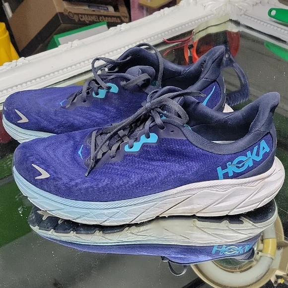 Mens 12D men's Hoka Arahi 6 running shoes in the "Outer Space/Bellwether Blue - Picture 1 of 9